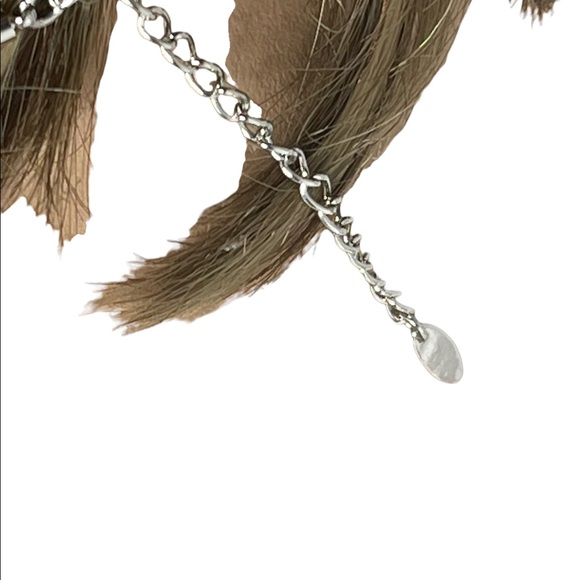 Vintage 1980s Silver finish Purple & teal abstract disk chunky necklace - Picture 7 of 12